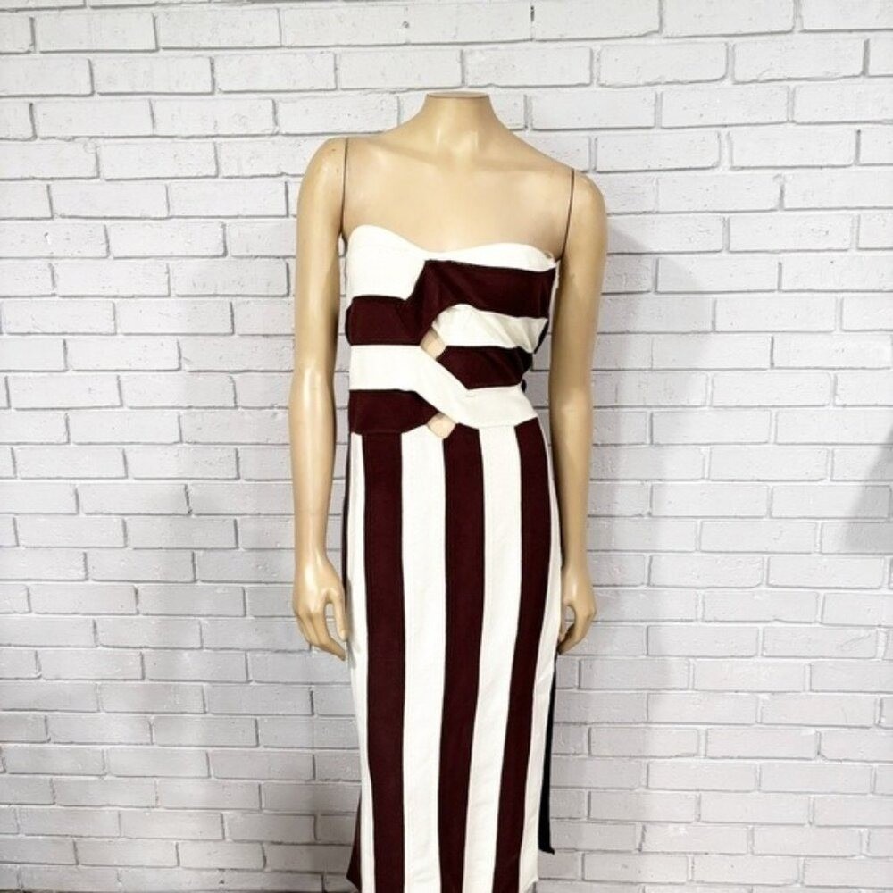 Celandine Anthropologie Strapless Cutout Knit Midi Dress Burgundy 1X NWT